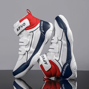 专业儿童拳击鞋男童自由搏击鞋散打鞋女童格斗鞋泰拳训练鞋摔跤鞋