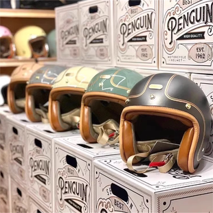 台湾PENGUIN摩托机车头盔姜戈男女款电动踏板小盔体海鸟复古3/4盔