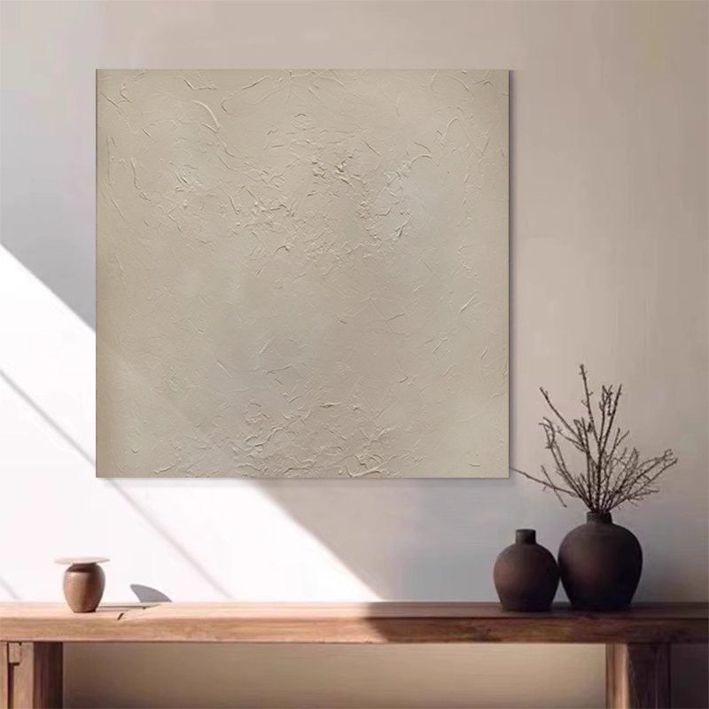 中古风床头装饰画立体肌理画玄关挂画手绘小众正方形高档餐厅壁画图片