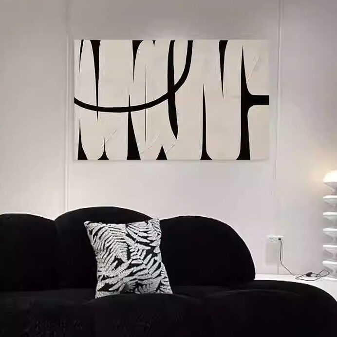 FY.ART手绘画黑白简约客厅现代装饰画