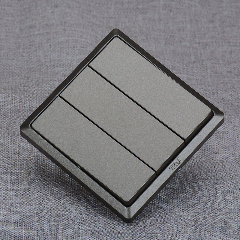 HC2763 天基86型10A三位单联回弹开关 220V机械按键自动复位面板