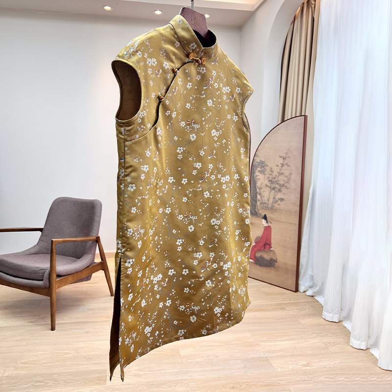 拉贝碧【买一送一】朱雀盈门桑蚕丝宋锦改良旗袍款新中式奥黛上衣