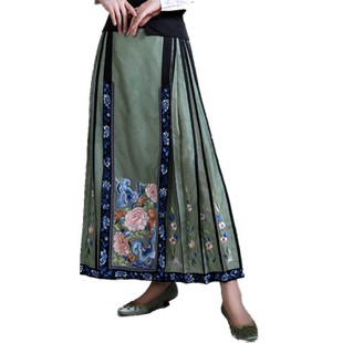 2024春夏复刻复原升级 中国风 重工刺绣提花中长款马面裙半身裙女