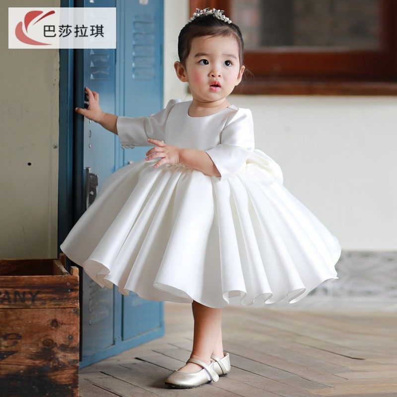 女童礼服儿童公主裙蓬蓬裙小花童婚纱春秋夏生日小主持人走秀演出