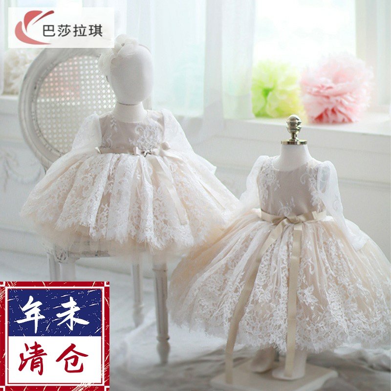 女宝宝超洋气一周岁生日儿童礼服女童公主裙蓬蓬纱花童婚纱晚礼服