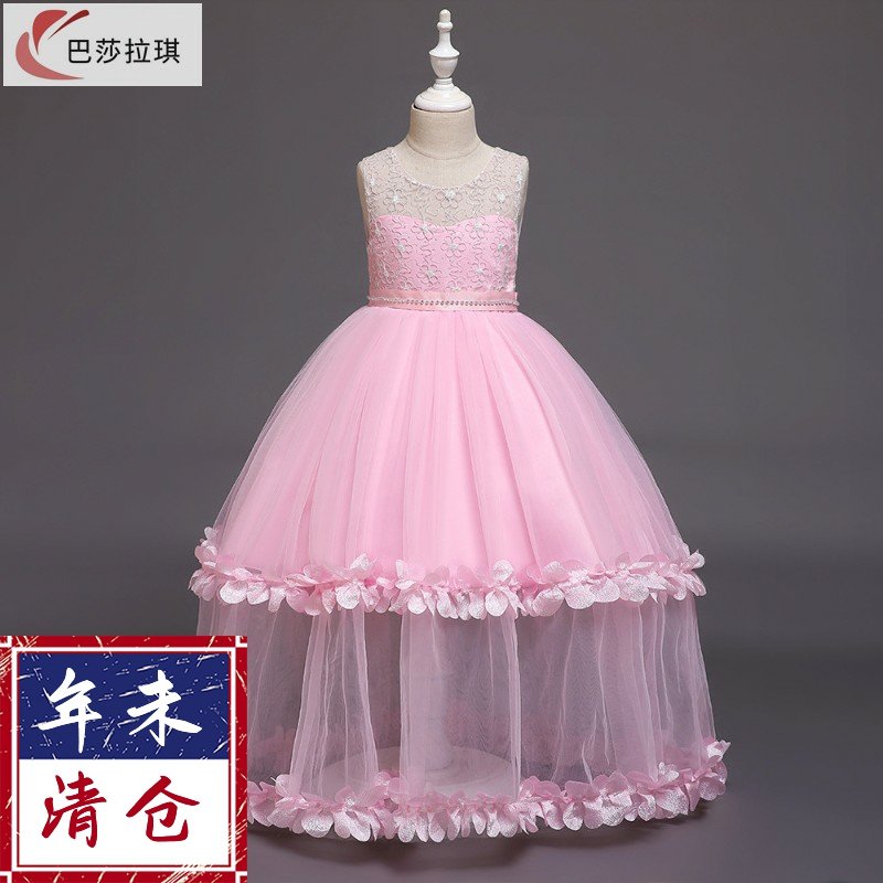 大童礼服裙花童婚纱公主裙蕾丝花边长裙胖女童主持人礼服走秀170