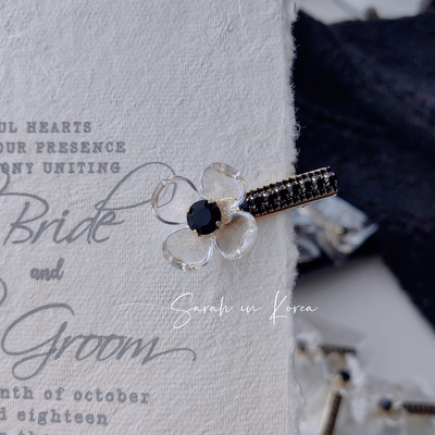 Sarah in Korea韩国 立体透明镶钻小花刘海侧面小鸭嘴发夹子边夹