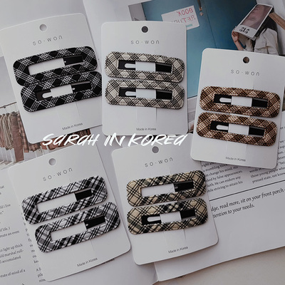 格子长方形滴BB夹刘海边夹韩国