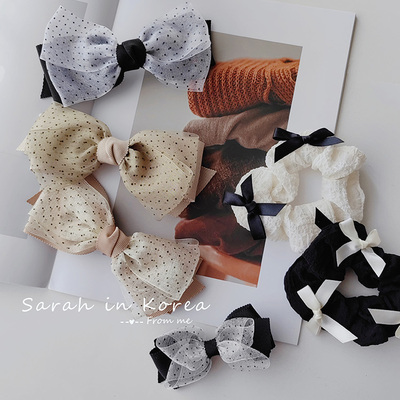 弹簧夹水玉波点韩国韩式蝴蝶结