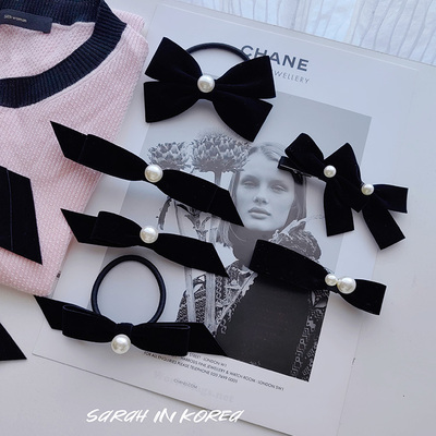 Sarah in Korea韩国 春夏 硬丝绒蝴蝶结发绳发圈鸭嘴夹弹簧夹
