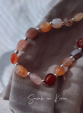 Sarah in Korea韩国 原石打磨精致弹力小手链925银配件