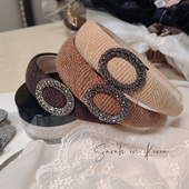 Sarah 绒布感圈圈水钻通勤白领办公室中宽发箍推荐 Korea韩国