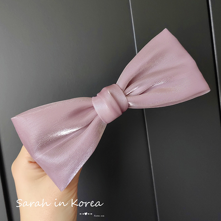 发夹光泽硬纱韩国葡萄紫蝴蝶结