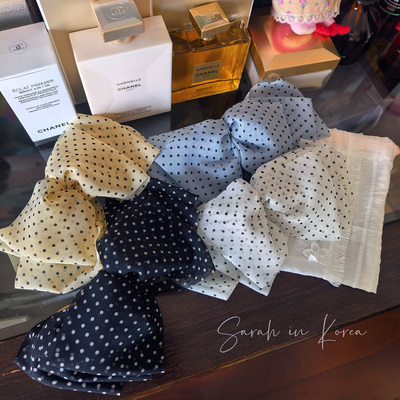 Sarah in Korea韩国 夏季苏家雪纺波点三层蝴蝶结弹簧夹顶夹