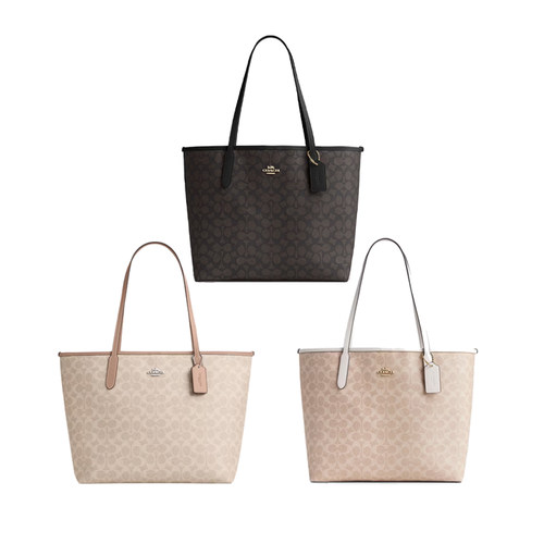 【官方授权】COACH/蔻驰女包通勤老花单肩手提托特包