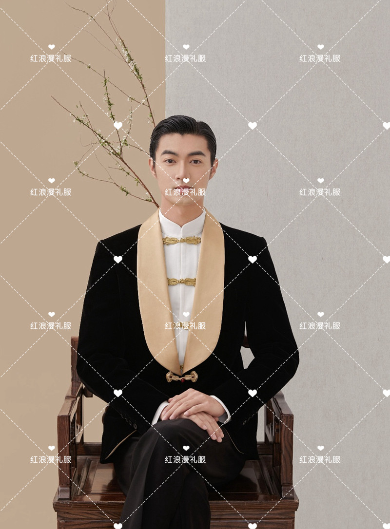 THE NEW STUDIO PHOTOGRAPHY PHOTOGRAPHY STAGE PERFORMANCE SUIT SUIT SUEDE TWO-PIECE SUIT CHINESE STYLE XIUHE MENS WEAR