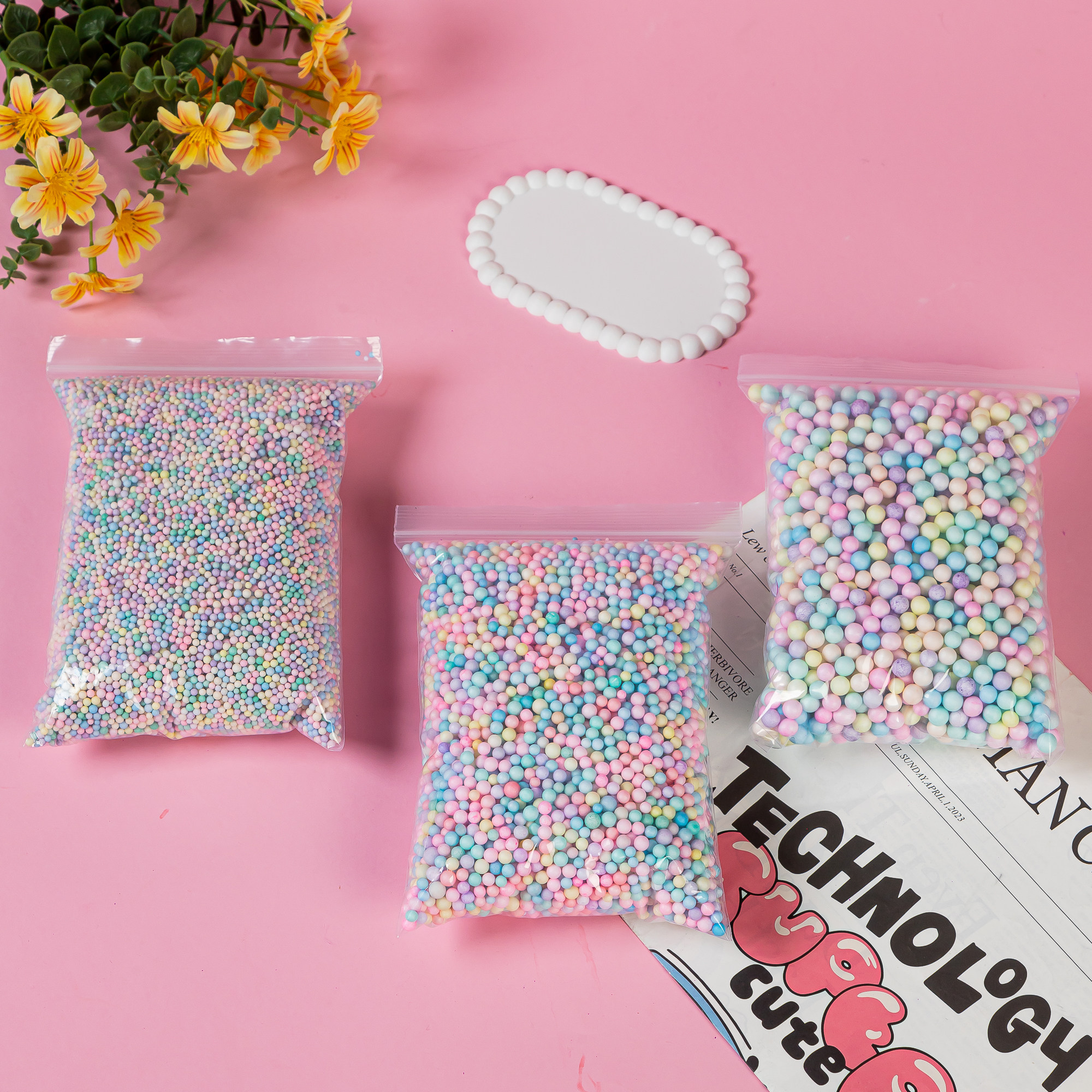 马卡龙泡沫球diy流星球礼盒装饰礼品填充物彩色小颗粒圆球史莱姆