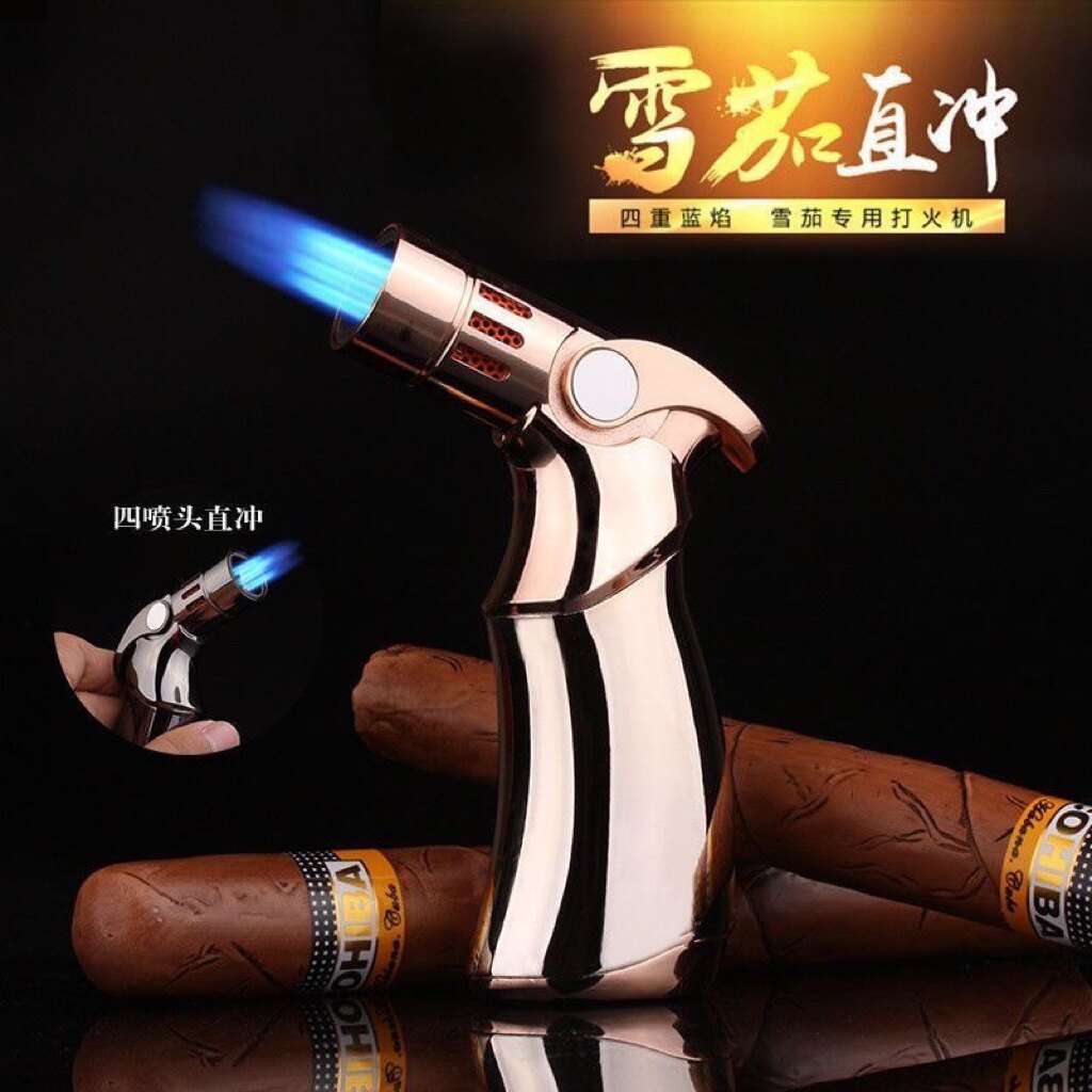 雪茄专用打火机充气防风直冲火枪打火机高温艾条烧烤点火器家用