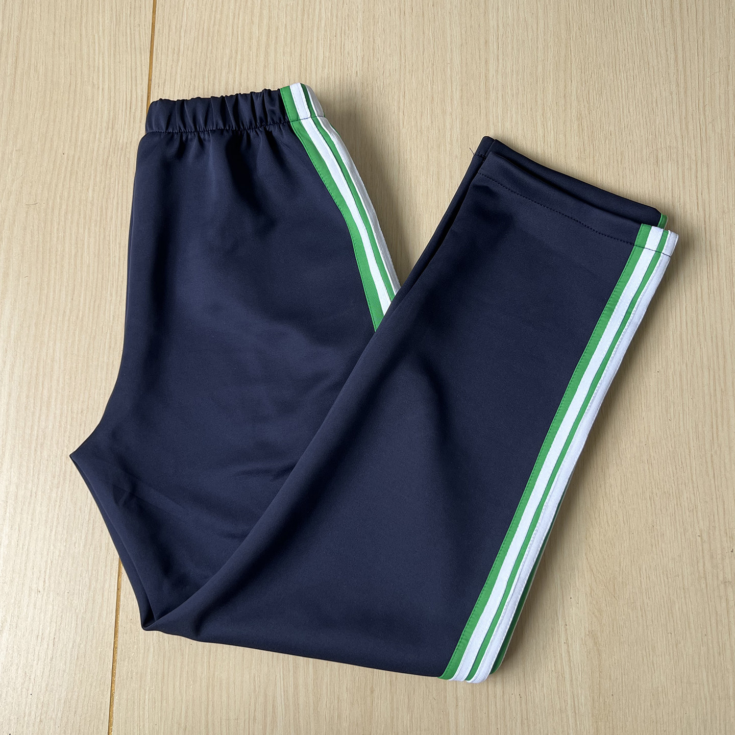 初高中小学生校服裤子藏蓝直口草绿宽杠压两道白条男女款四季定制
