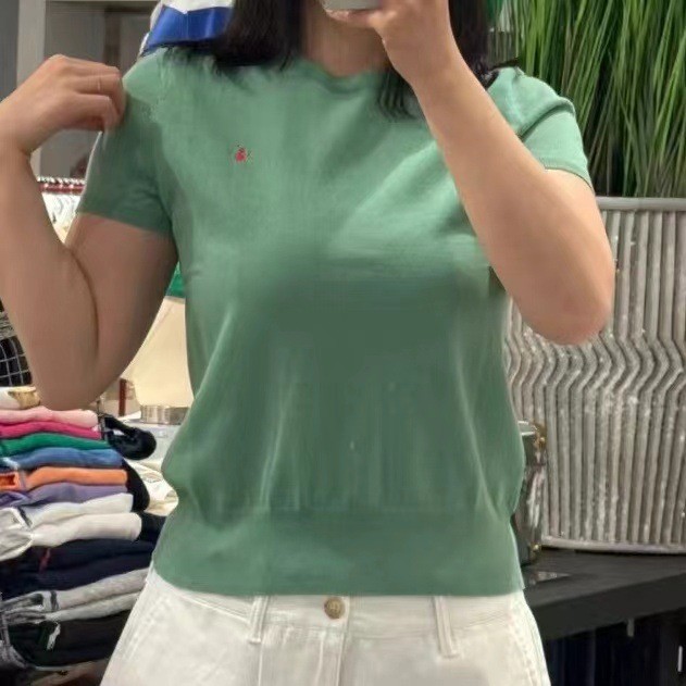 R*L 2025夏季新款经典小马刺绣圆领针织衫女简约时尚休闲短袖上衣