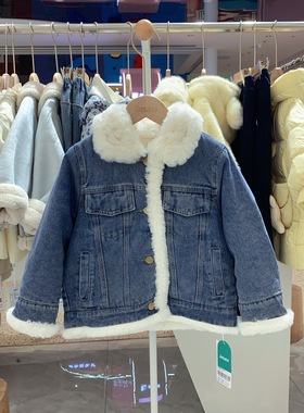 2025冬季imau奕玛童装女大童羊羔绒儿童加绒牛仔服外套58LF108134