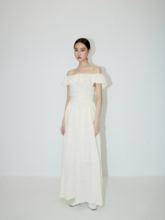 LION&CAT法式 复古荷叶边礼服裙仙女裙赫本风气质收腰连衣裙