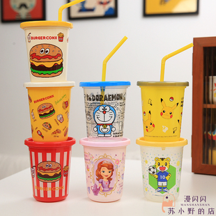 日本制正品幼儿童吸管水杯skater便携卡通牛奶饮料果汁自带杯3个