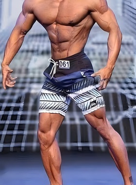 IFBB健体男士比赛沙滩裤 速干弹力冲浪裤 休闲度假温泉五分短裤