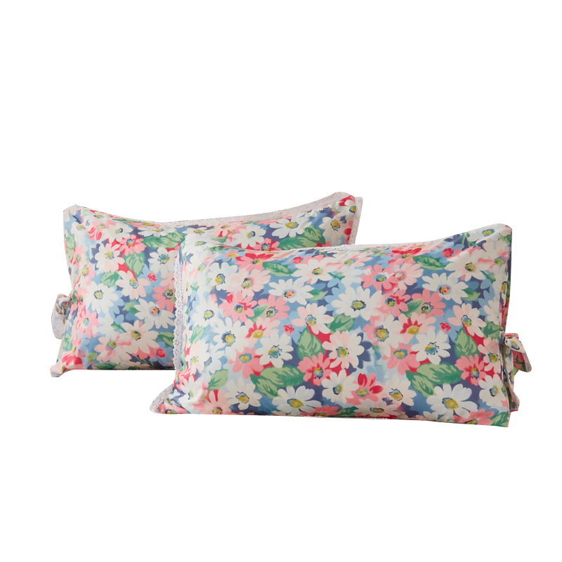 法式蕾丝花边小碎花水洗棉枕套一对装少女心蝴蝶结枕芯内胆枕头套