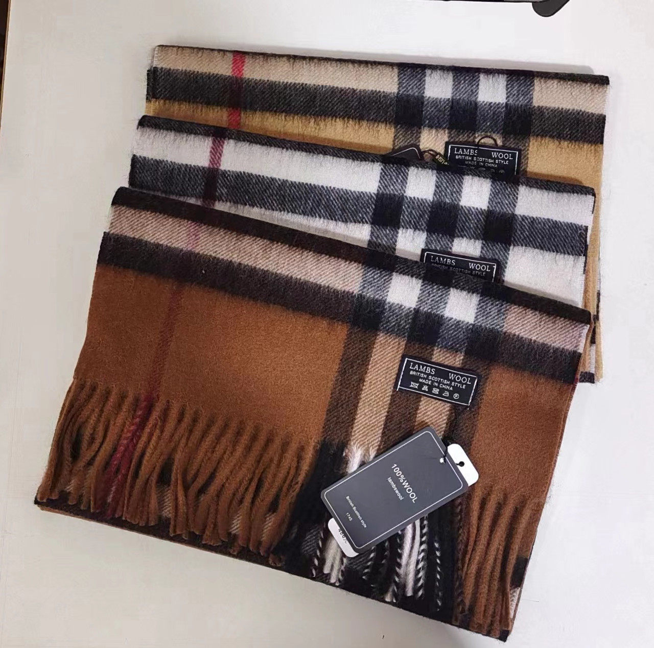 新款纯羊毛格子礼品围巾男女冬季学生高档时尚百搭保暖英伦围脖