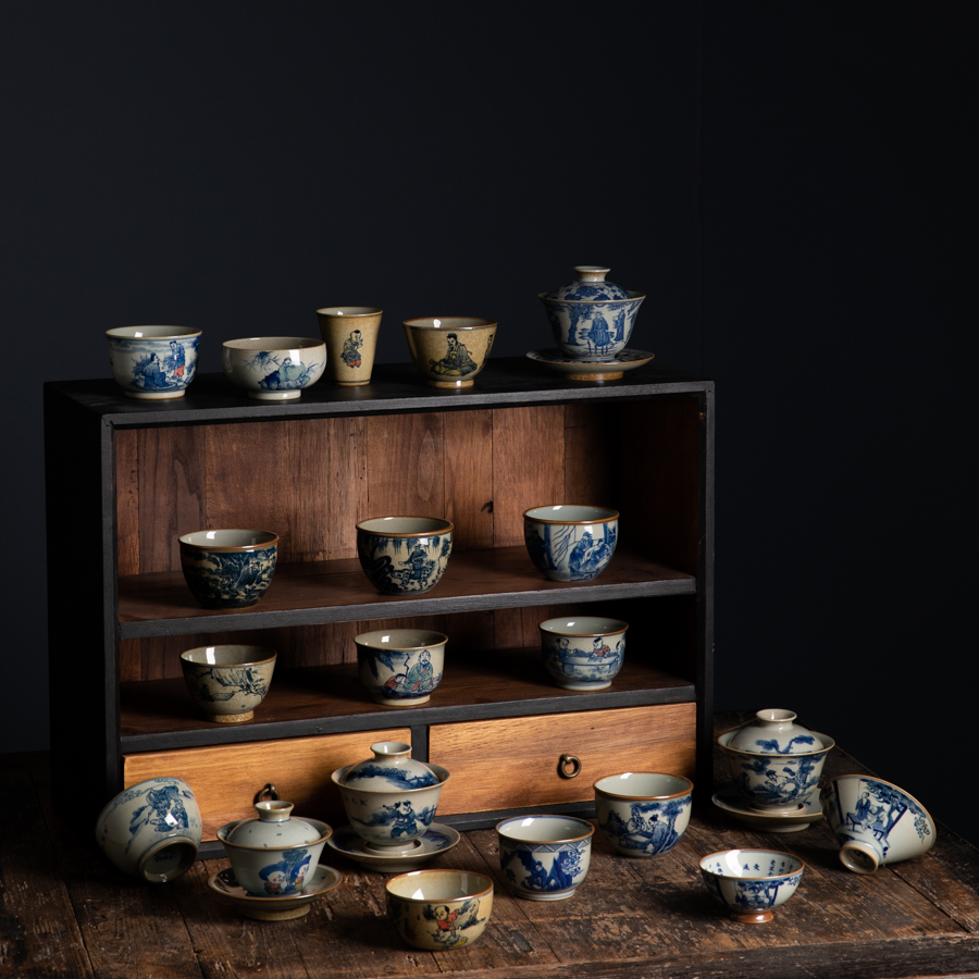 青花人物盖碗 杯子全系列（沐石）