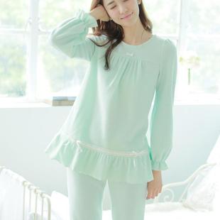 可爱少女宫廷风外穿摇粒绒家居服套装 法兰绒睡衣女秋冬海岛绒薄款