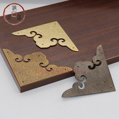 新中式 饰角片黄铜复古角花 仿古衣柜门纯铜雕花单面护角桌角房门装