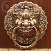 纯铜兽头门环中式 狮子头虎头麒麟椒图拉手祠堂大门把手复古门拉环