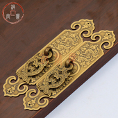 中式 仿古拉手柜门纯铜直条把手橱柜鞋 柜复古黄铜拉手五金家具配件