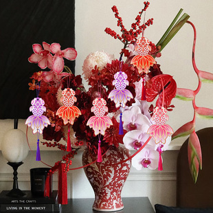 新年春节烫金金鱼锦鲤挂卡福桶年宵花盒抱桶过年花束摆件装饰贺卡