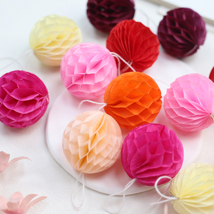 新年春节福桶年宵花礼盒中国风彩色蜂窝纸小灯笼挂饰挂件装饰点缀