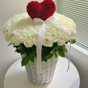 情人节浪漫告白双耳柳编花篮大号大花束插花桶抱抱桶生日节日礼物
