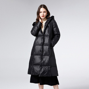 宽松亮面连帽御寒外套女款 长款 90白鸭绒时尚 冬季 羽绒服女2025新款