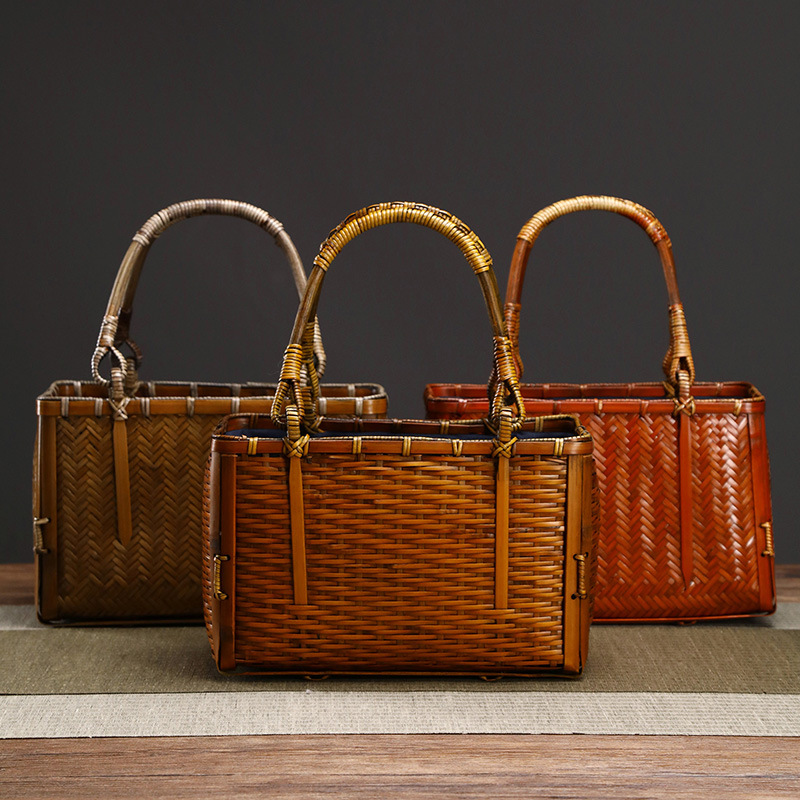 纯手工竹编茶艺收纳女包