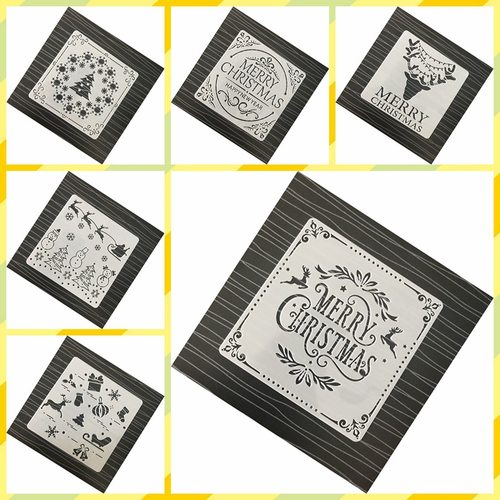 跨境热销新款圣诞绘画模板镂空相册画画模板diy手账 绘图喷雾模版