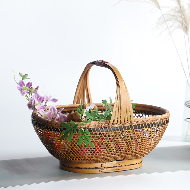 手工竹编手提篮家用收纳筐