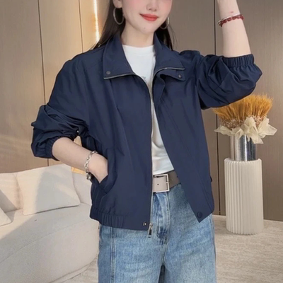春秋外套小个子百搭洋气纯色夹克