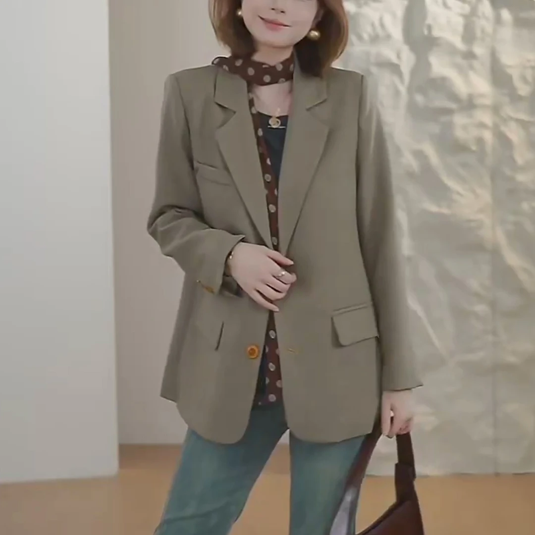 西装外套女2025秋季时尚气质休闲单排扣宽松百搭西服上衣