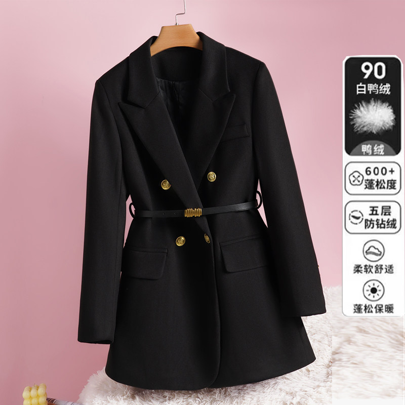 羽绒内胆毛呢西装外套女