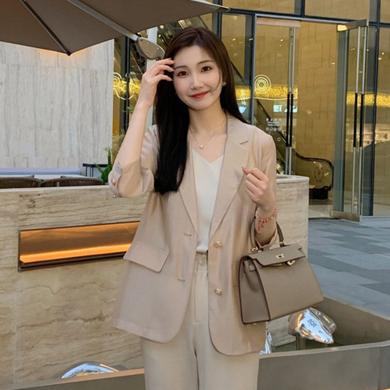 天丝西装外套女夏季薄款七分袖