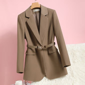 西装 小西服上衣 洋气收腰百搭中长款 外套女春秋2025新款 一粒扣时尚