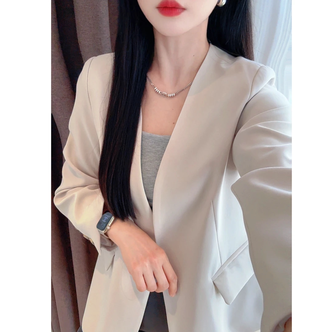 秋季新款设计感无领西装外套女
