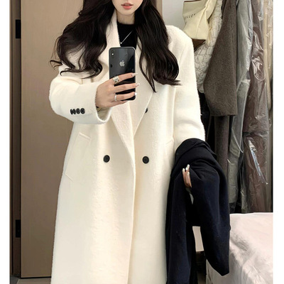 毛呢外套女小个子2025新款秋冬季高级感正肩韩系加厚羊绒呢子大衣
