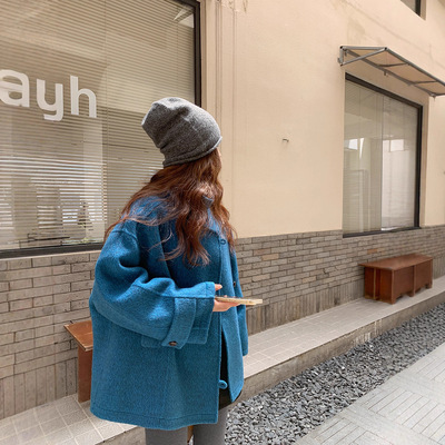 2025秋冬韩国原版订染中长款牦牛绒双面羊绒大衣女慵懒风毛呢外套